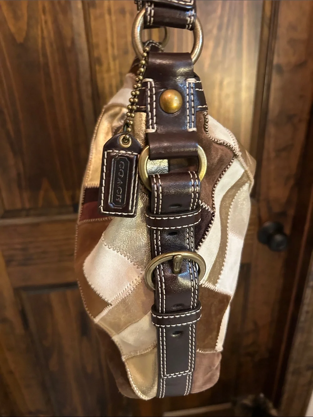 Coach Patchwork Hobo Bag - Brown, Gold & Cream - Picture 4 of 13